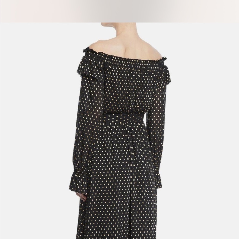 Shoshanna Black and Gold Asymmetrical Ruffled Sundress - Picture 2 of 8